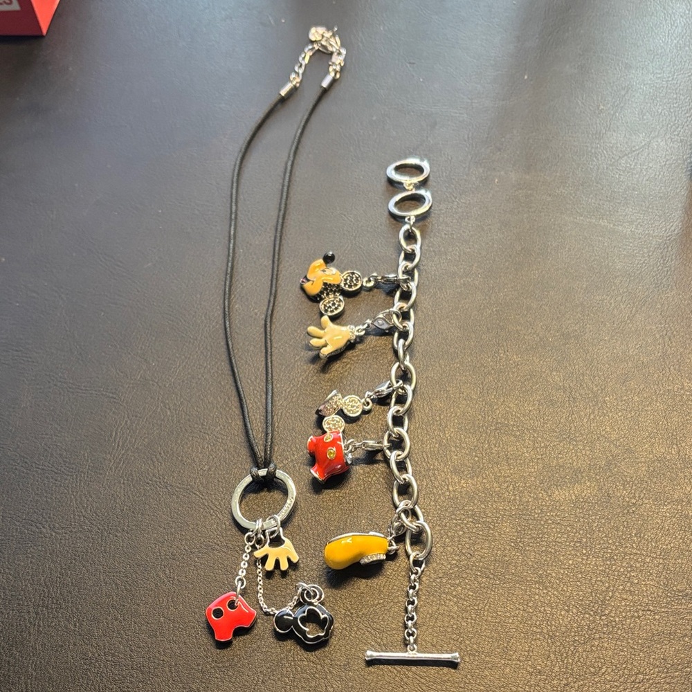 Swarovski Disney lariat necklace and toggle charm bracelet set